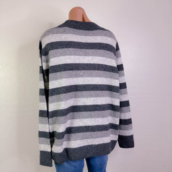 Halogen Sequin Striped Mock Neck Knit Pullover Sweater Gray White Size 2X NWT - Picture 6 of 10